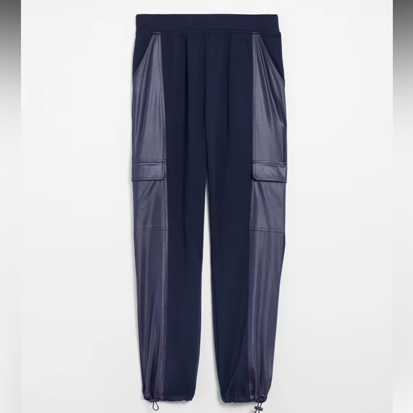 Chico’s Navy Joggers with Leather Accents - Picture 3 of 5